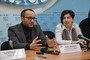 Андрей ЗВЯГИНЦЕВ и арт-директор «Кинопробы» Лилия НЕМЧЕНКО на пресс-конференции в Екатеринбурге.